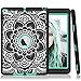 iPad Air 2 Case, iPad A1566/A1567 Case, Hocase Shock Absorbent Hybrid Dual Layer Hard Rubber Protective Case with Cute Mandala Floral Print for Apple iPad Air 2nd Generation (2014) - Black/Teal