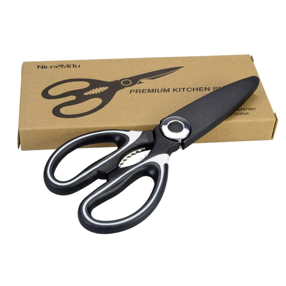 Kitchen Shears, Nice2MiTu Premium Heavy Duty Shears Ultra Sharp Stainless Steel Multi Purpose Kitchen Scissors for Chicken/Poultry/Fish/Meat/Vegetables/Herbs/BBQ.