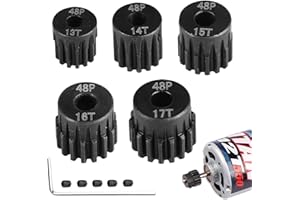 AIMROCK 5-Pack 48P RC Motor Pinion Gears Set: 13T 14T 15T 16T 17T Upgrade Parts for 1/10 RC Car 3.175mm Shaft Motor