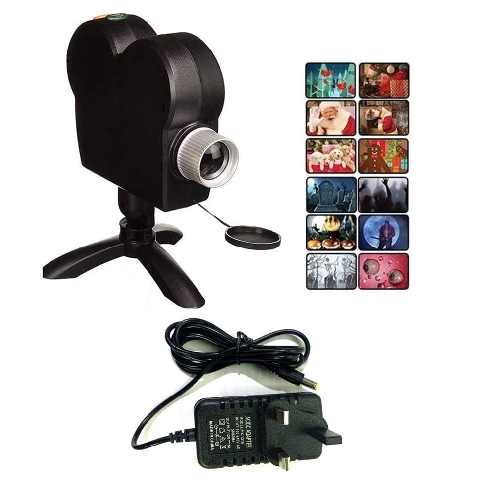 Christmas Halloween Window Projector Lights,12 Movies Festival LED Projection Decoration Spotlight,Switch Between 6Christmas＆6Halloween, for Indoor Outdoor Party Turns Your Windows into Movie