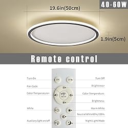 19.68 Inch Flush Mount Ceiling Light, 40-60W Round