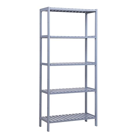 SONGMICS Badregal, Standregal, Küchenregal, Bambus 5-Ablagen Schuhregal, Verstellbare Bodenhöhe Blumenständer, Bücherregal, 6