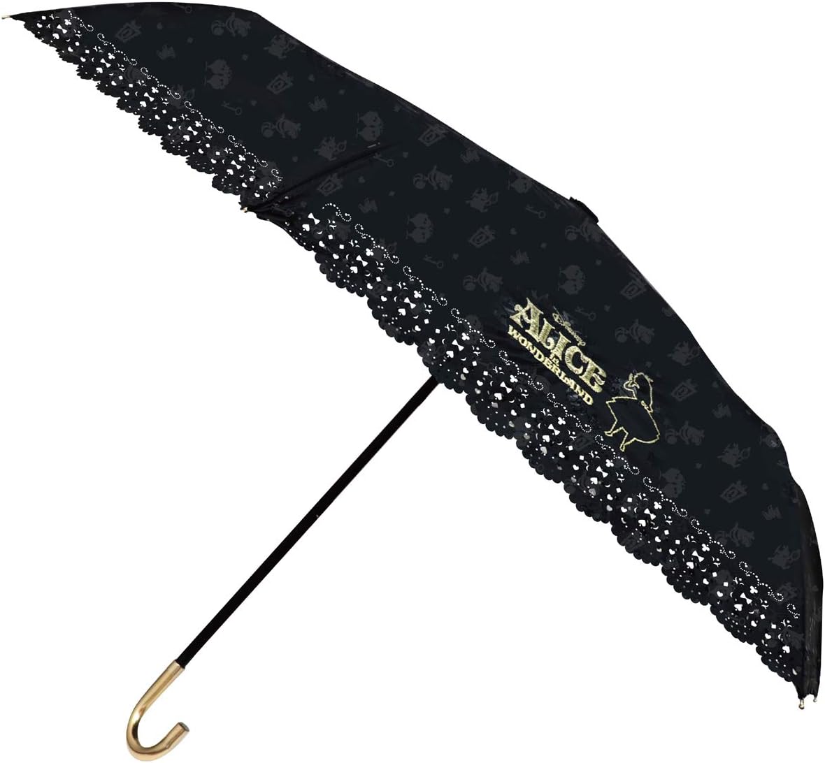 Amazon ディズニー プリンセス 折りたたみ傘 子供用 手開き 晴雨兼用 エンボス アリス ブラック 54cm ディズニー Disney 傘 レインウェア 通販