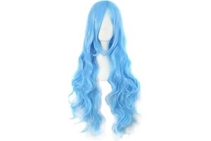 MapofBeauty 32" 80cm Long Hair Spiral Curly Cosplay Costume Wig (Azure Blue)