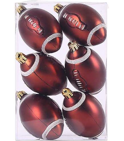 Toyvian 6pcs Christmas Football Ornaments Christmas Tree Ball Decorations For Football Sports Theme Christmas Holiday Party Decorations