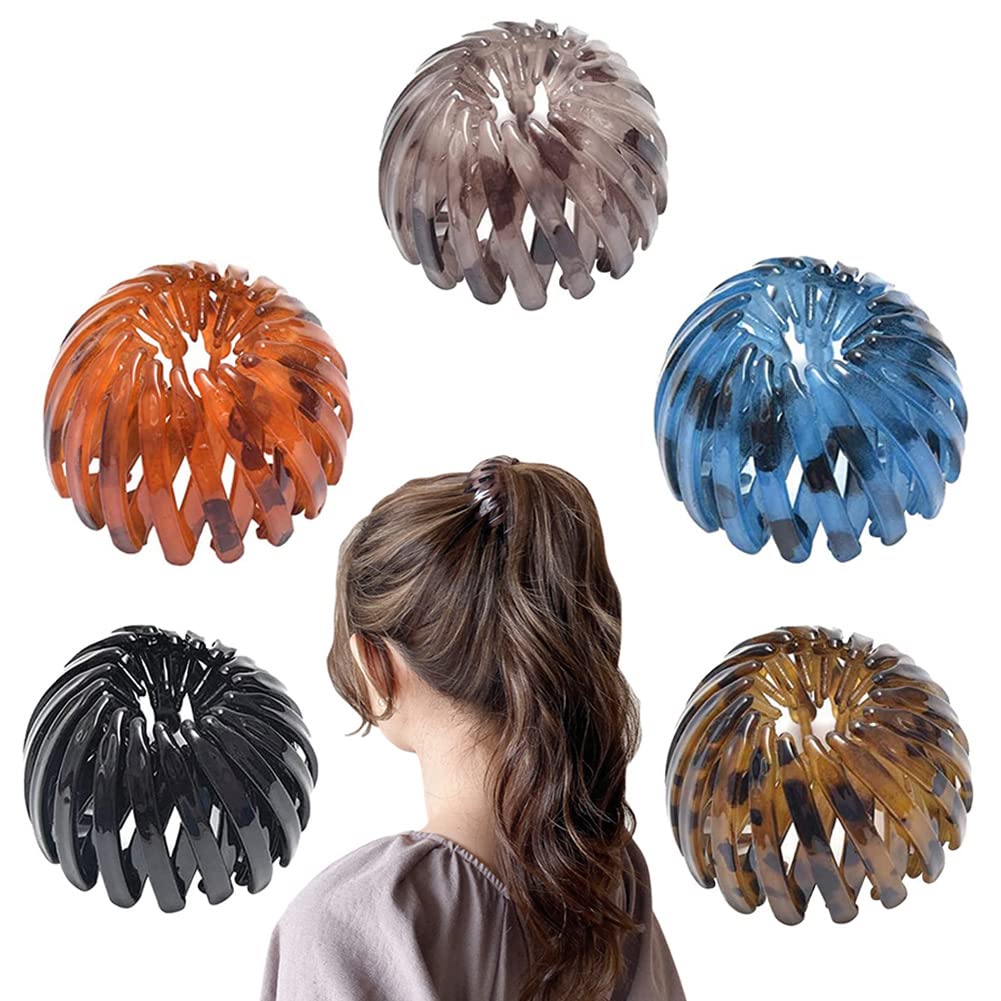 5 Pcs Birds Nest Hair Clip Geometric Retractable Hair Loops Hair Bun Maker Bun Maker Clip Tool Hairpin Hair Accessories for Women Girls