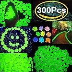 Outee 300 PCS Glow Pebbles Stones Glow in the Dark Stones Garden Decor Glow Gravel Stones for Garden Walkway, Man-made, Green