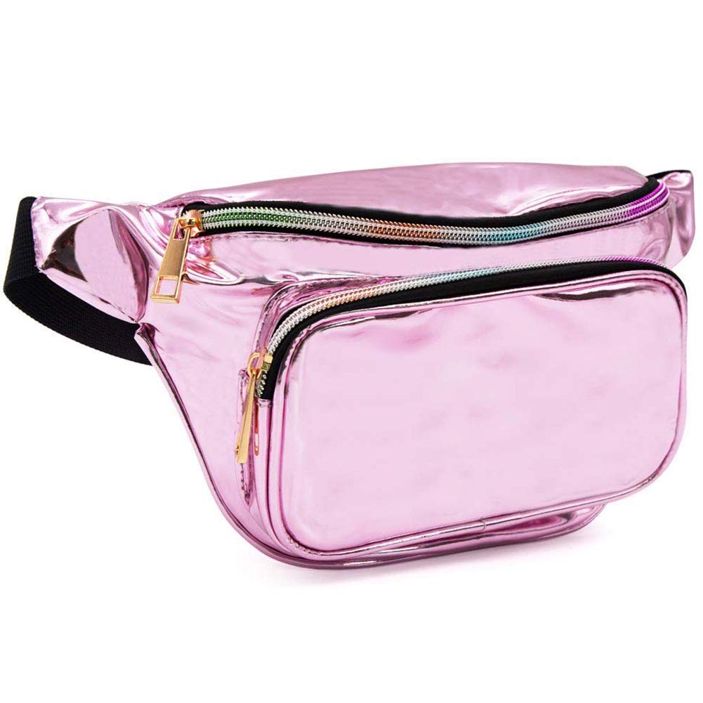 BETOY Waist Bag,Waist Fanny Pack with Adjustable Belt for Rave,PVC Waterproof Shiny Waist Bag,Holographic Fanny Pack Laser Waist Bum Bag with Belt Travel Party Festival Rave Running Hiking (Purple)