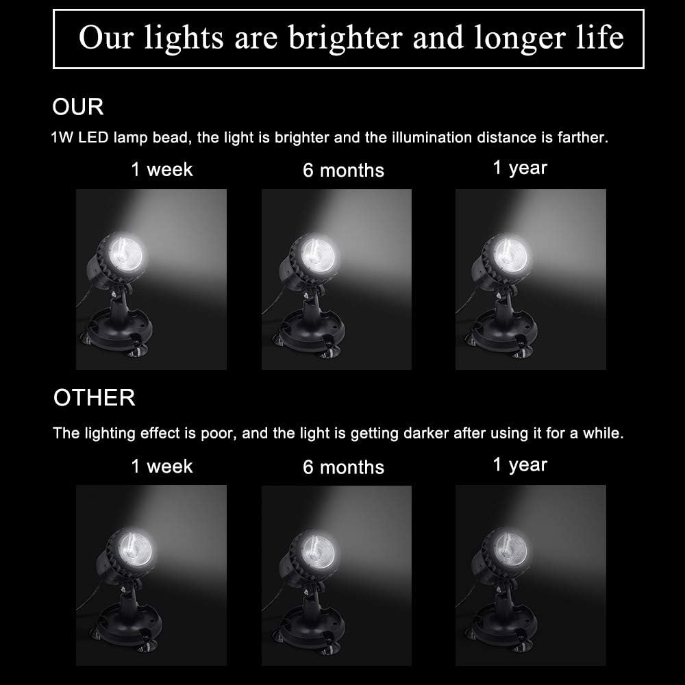Solar Pond Lights Outdoor Spotlight Underwater Spotlights LED Submersible Lamp with 2 Modes for Pool Pond, Garden, Yard - Image 4