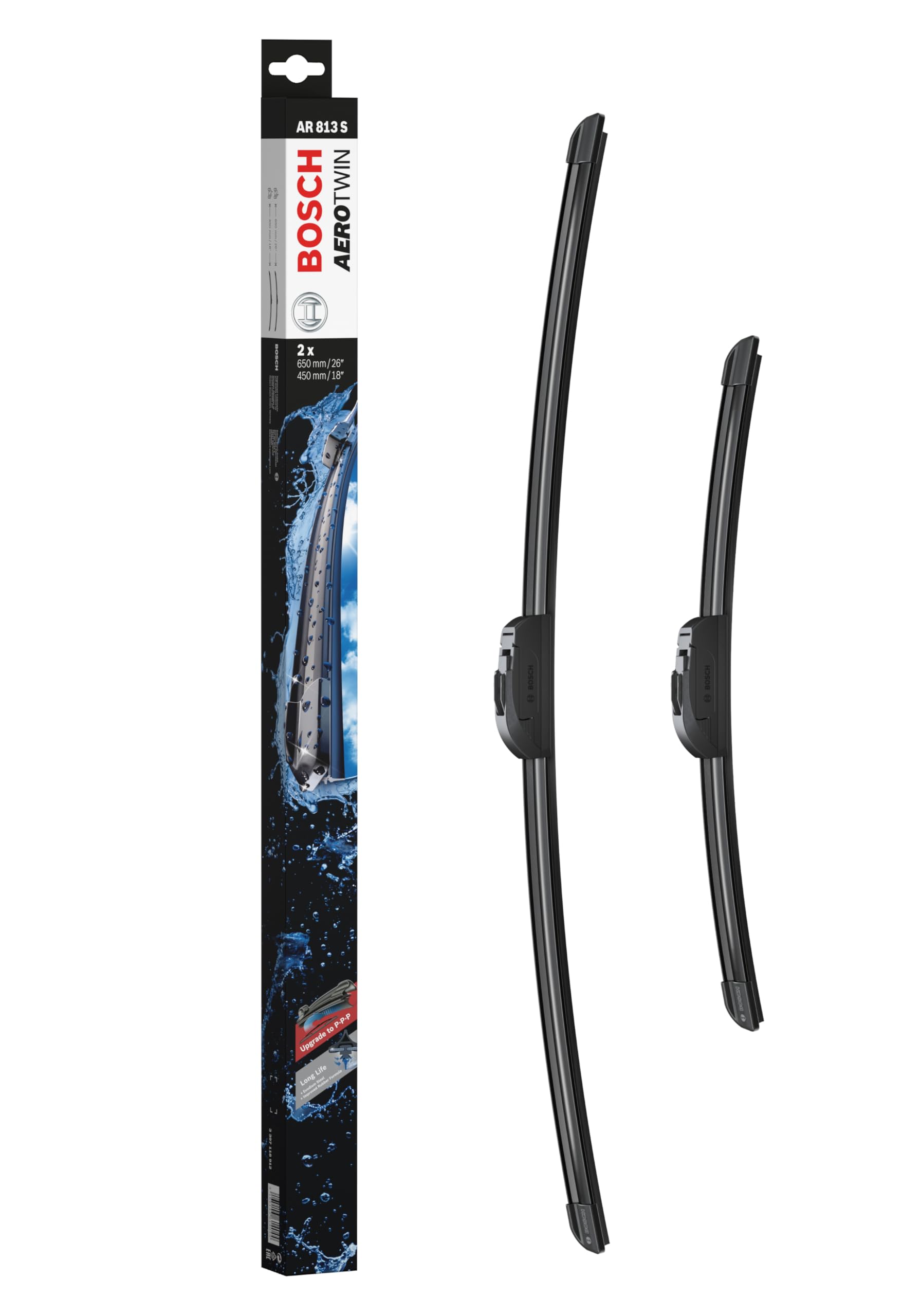 Bosch Wiper Blade Aerotwin AR813S, Length: 650mm/450mm – Set of Front Wiper Blades - Only for Left-Hand Drive (EU)
