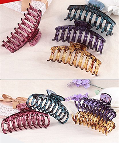 Prettyou 4.3" Large Plastic Resin Hair Claw Clip for Women, 2 Count. (SET2)