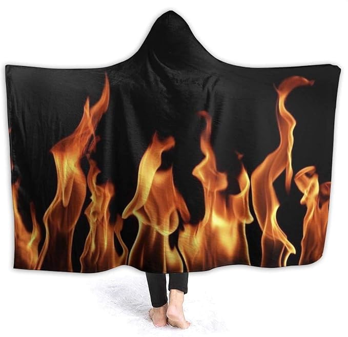 Blazing Flame Man Hooded Blanket Super Soft 60"x50" Flannel Blanket