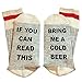 GARYOB IF You Can Read This PLEASE Bring Me A Cold Beer Socks Bonus Christmas Snowflake Brooch Grey&White