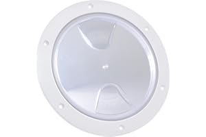 Five Oceans 5" Boat Hatch, Marine Round Inspection Deck Plate Hatch with Detachable Clear Lid, UV-Resistant ABS White Plastic