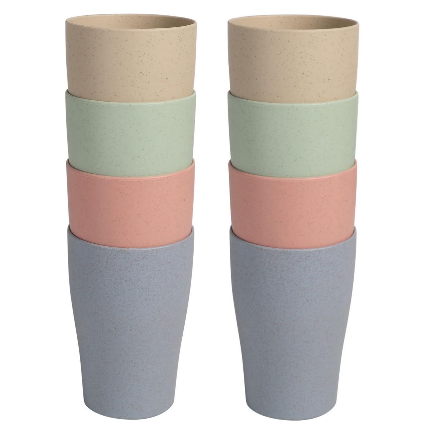 WANBY Plastic Drinking Cup Colorful Tumblers Drinking Glasses Dishwasher Safe Water Cups for Water Juice Cocktail Portable Camping (375ml 8Pcs)