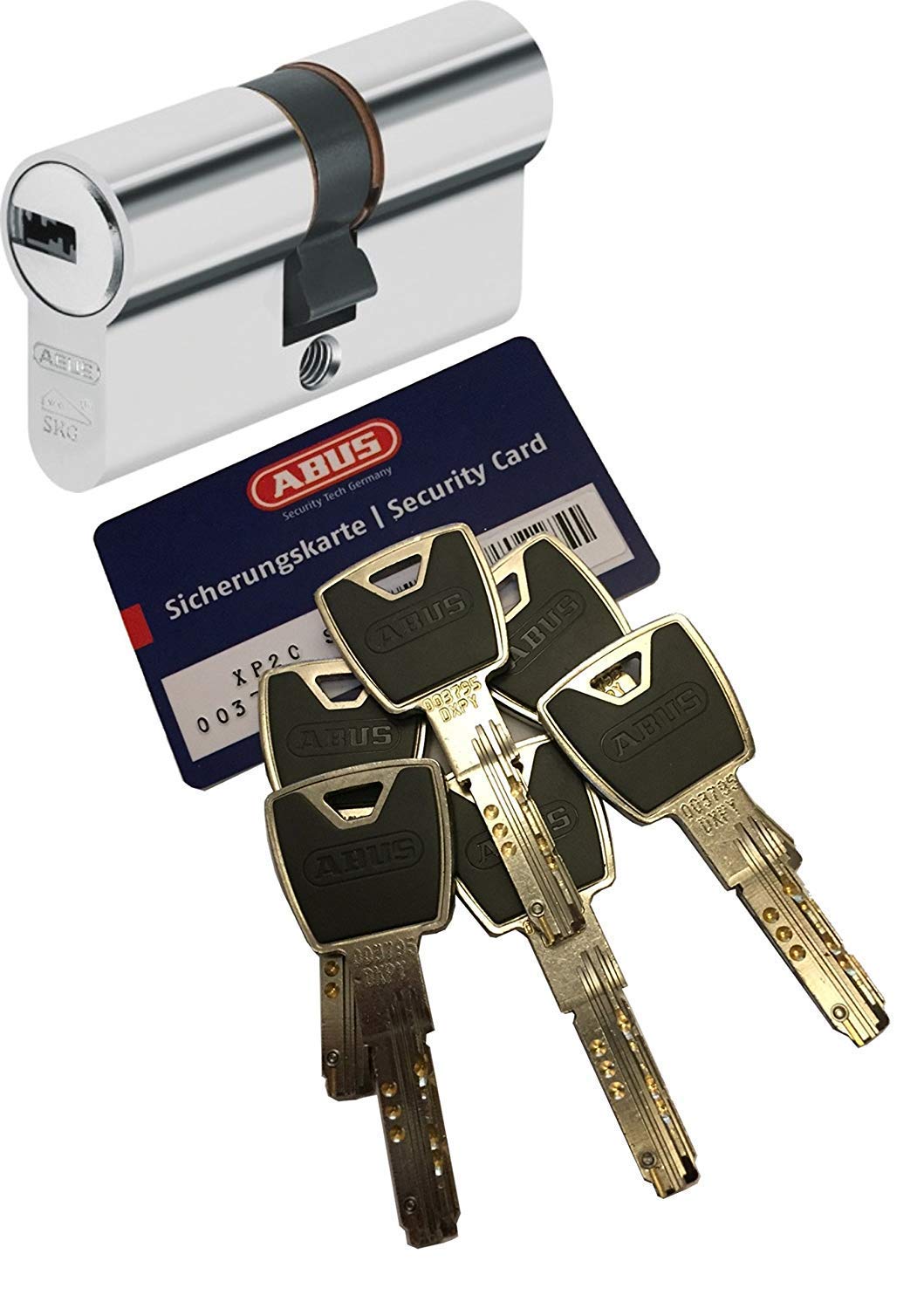 ABUS Profilzylinder XP20SN 30/30 Inklusive Sicherungskarte & 3 Schlüsseln, 73434, Nickel