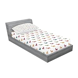 Ambesonne Scottie Dog Fitted Sheet & Pillow Sham