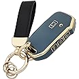 vurbemes TPU Car Protector Key Fob CoverCase with Chain for Kia 2020-2022 Soul 2019-2021 Forte 2020-2021 Telluride K5 2021-2022 Seltos NIRO Sportage Sorento Smart Remote Key Fob (Blue)