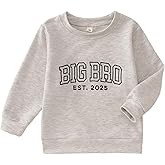 SOFEON Big Brother Sweatshirt Toddler Boy Embroidery Big Bro Est. 2025 Pullover Announcement Crewneck Long Sleeve Fall Tops