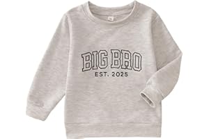 SOFEON Big Brother Sweatshirt Toddler Boy Embroidery Big Bro Est. 2025 Pullover Announcement Crewneck Long Sleeve Fall Tops