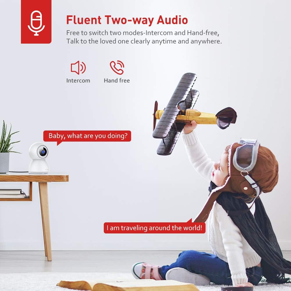 Victure 1080P FHD Baby Monitor with Smart Motion Tracking Sound Detection 2.4G WiFi Home Security Camera Indoor IP Surveillance Pet Camera with Night Vision, 2-Way Audio: Camera & Photo