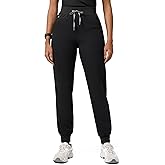 POPVIOLET Womens High Waisted Jogger Scrub Pants - Soft Stretch Yoga Waistband Medical Bottoms with 7 Pockets Anti-Wrinkle
