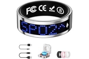 UniJethro Smart Ring for Women & Men with Display, Health Ring with Heart Rate, Sleep Monitor, IP68 Waterproof Fitness Ring, Fitness Tracker Ring, No APP Fee for iPhone & Android (Silver, 8#)