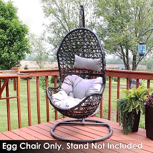 Sunnydaze Cordelia Resin Wicker Hanging Egg Chair 265Pound Weight