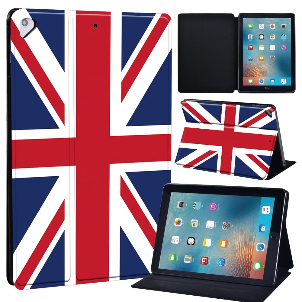 Leather slim lightweight Stand Cover Folio Case for Apple New iPad 9.7 2018 2017(6th Gen, 5th Gen)/iPad Air 2/iPad Air/iPad Pro 9.7 Tablet with Auto Wake/Sleep (British flag)