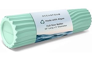 Oceanfoam Tidal Roller - Muscle Massage Foam Roller for Back Pain & Stretching - Ergonomic Wide Wave Textured - Yoga, Athletics, & Wellness - Full Size, 20" x 5" - Seafoam