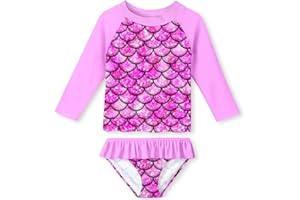 UNIFACO Toddler Girls Swimsuit Rashguard Set Summer Beach Breathable Tankini with UPF 50+ Sun Protection 2-8T