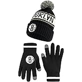 Ultra Game Men's NBA Official Super Soft Winter Beanie Hat with Extra Warm Touch Screen Gloves