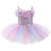 ODASDO Dance Leotard For Girls Toddler Kids Shiny Sequin Flower Camisole Dress Tutu Skirt Ballerina Dancewear