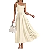 BTFBM Women Summer Square Neck Maxi Dress Spring 2026 Elegant Classy Sleeveless Formal Wedding Guest Cocktail Dresses