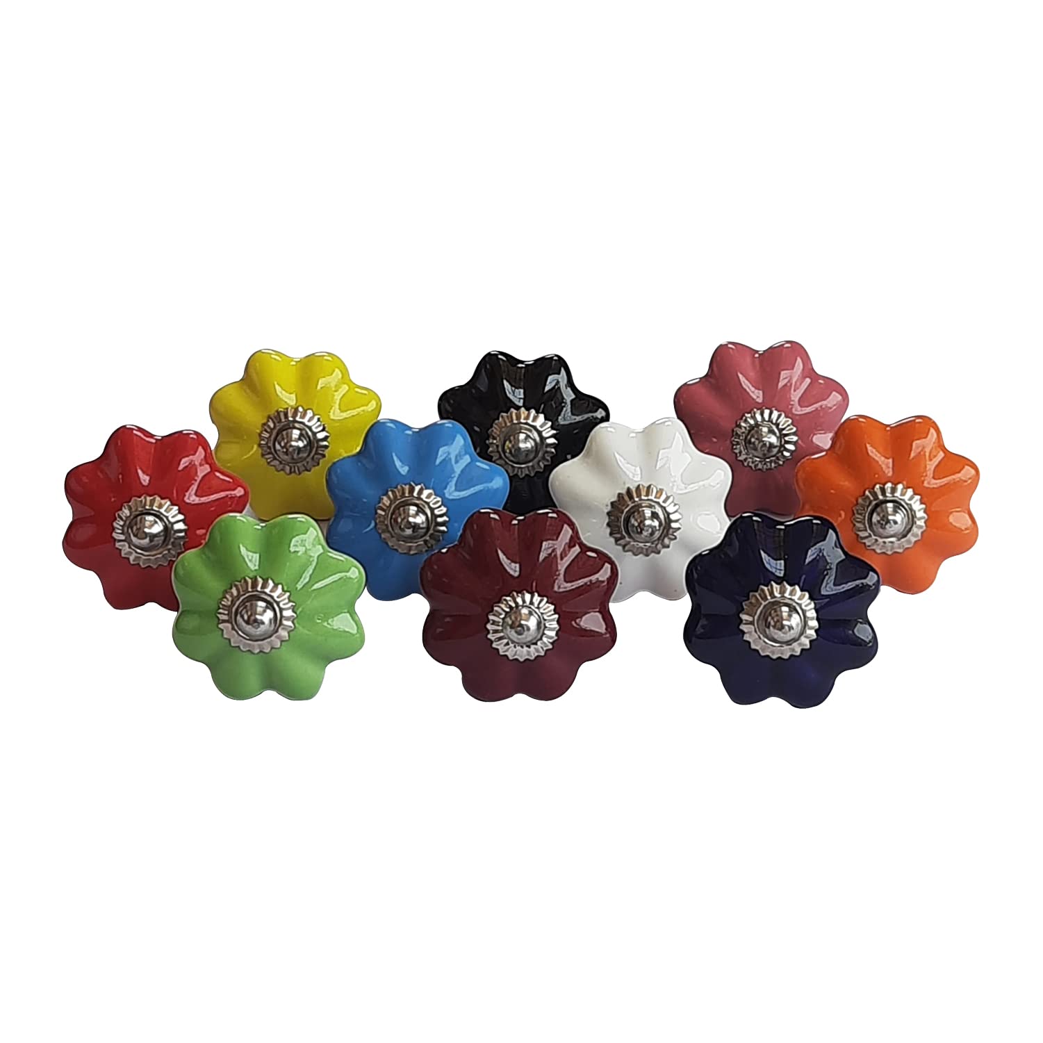 Royal Kraft Vintage Hand Painted Ceramic Pull Knobs for Kitchen Cabinet, Door & Drawer, Wardrobe, Cupboard (Set of 10) Sknob005 — image 1