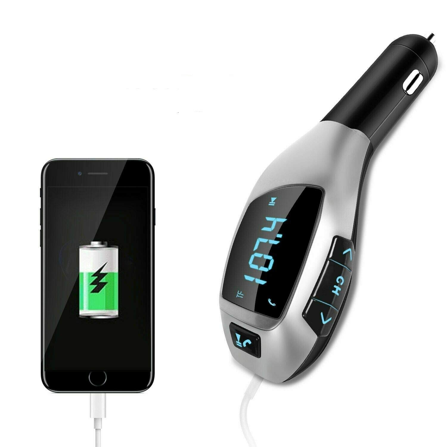 Car wireless FM transmission, car cigarette lighter wireless calling FM radio transmitter AUX MP3 USB port