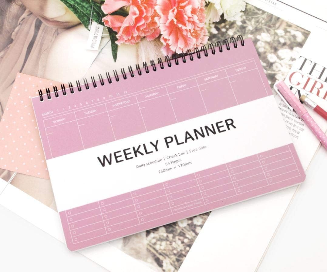 Elite Check Weekly Planner - Wirebound Undated Weekly & Daily Scheduler, Check Box, Free Note / 250 x 170 mm (Mocha Pink) - Image 3