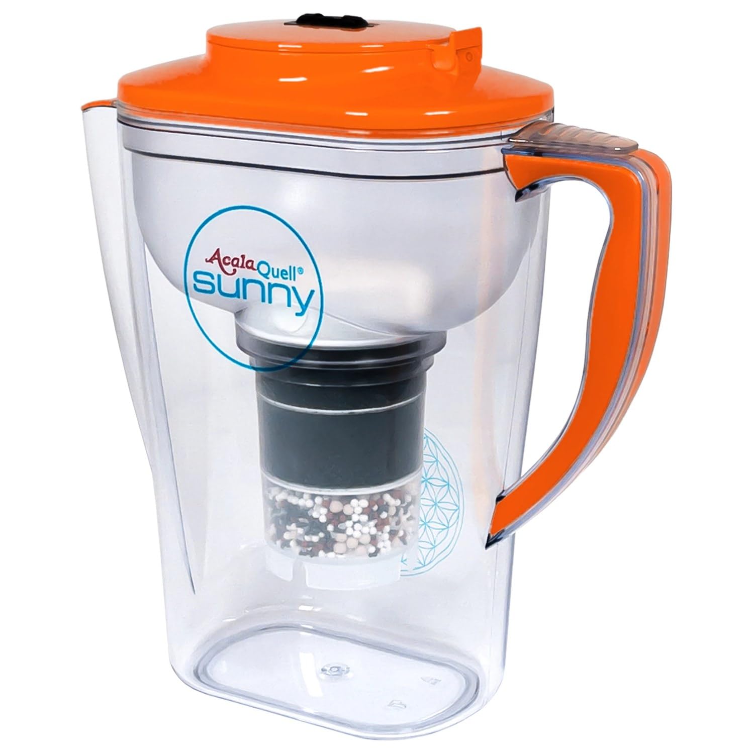 Water Filter AcalaQuell Sunny | Orange | Water Filter Jug wth Extra Good Handle | Highest Filtration Performance | Multi-Layered Filter Cartridge | Creates Delicious-Tasting, Healthy Water