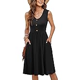 MOLERANI Women Summer Dresses Sleeveless Casual Loose Swing Button Down Midi Sundress with Pockets