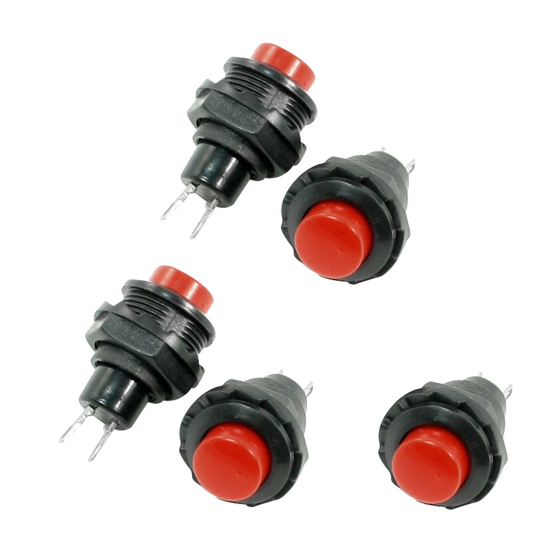 uxcell AC 125V 3 Amp 250V 1.5 Amp SPST On/Off Momentary Push Button Switch (5 Piece), Red