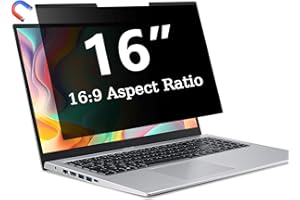 ZOEGAA Magnetic 16 Inch Laptop Privacy Screen, Removable 16:9 Laptop Screen Privacy Shield, Anti Spy, Anti Glare, Blue Ray Reduction, Compatible With HP/Dell Acer/Asus/Lenovo Privacy Screen 16 Inch