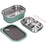 Niiyen Lunch Box 1200ml 2 Layers Hot Food Lunch Containers with Spoon, Portable Adult Bento Lunch Box Cold and Hot Food Storage for School Office Outdoor Travel