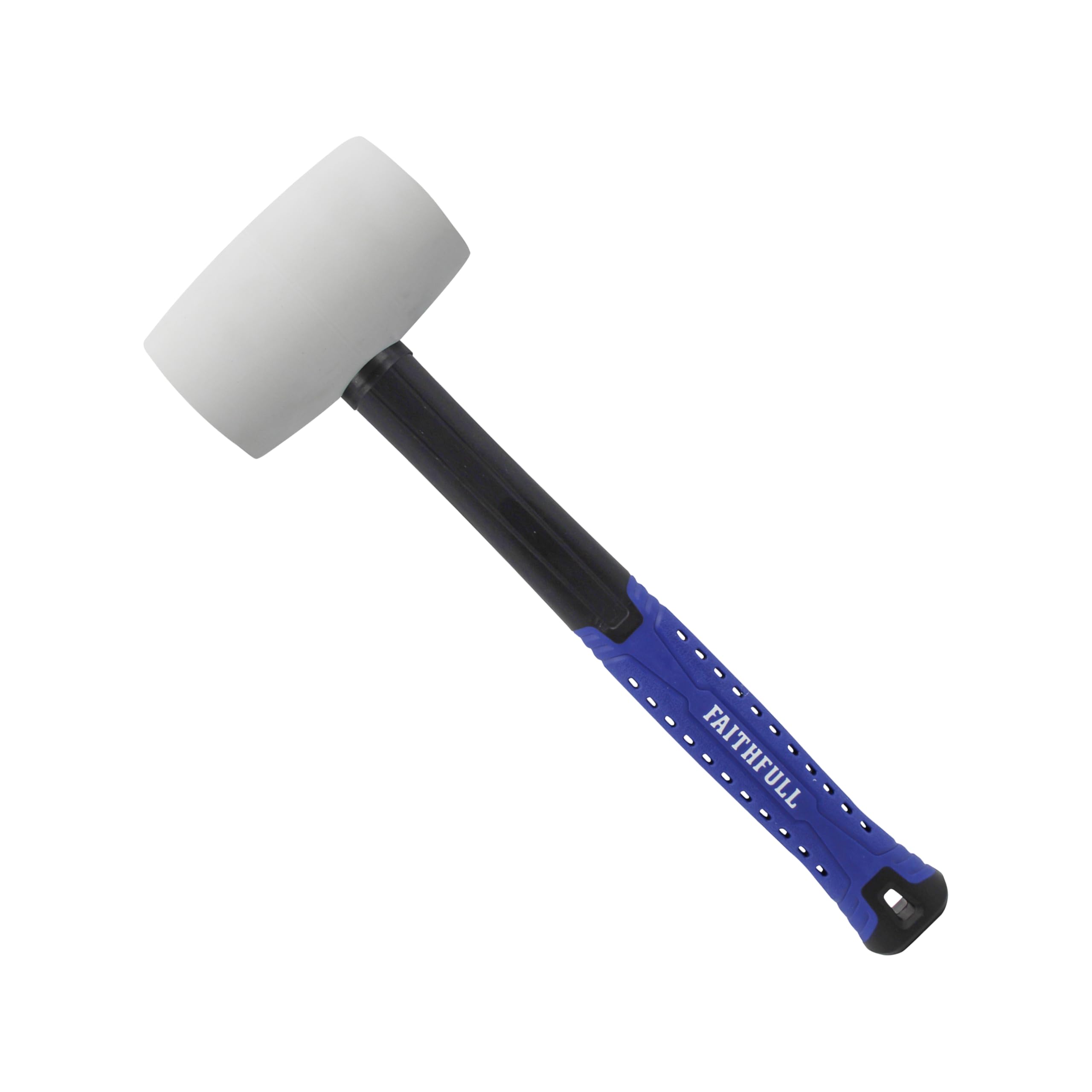 Faithfull White Rubber Mallet 680g (24oz) – Non-Marking Rubber Head with High-Strength Fibreglass Shaft & Ergonomic Grip for Assembly, Flooring & Non-Damaging Striking Tasks