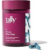 Tally Health Restore – Nighttime Sleep Formula with Magnesium Bisglycinate, L-Theanine & Apigenin | Melatonin-Free, Vegan, Non-GMO | Promotes Relaxation & Restful Sleep | 90 Capsules