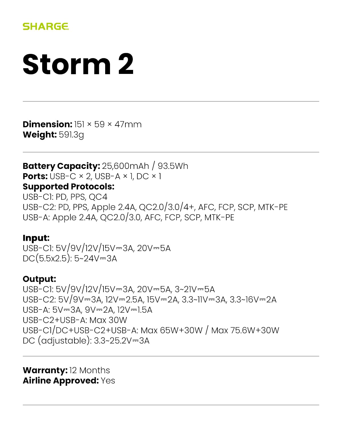 Shargeek 100 Portable Charger, Storm 2 100W 25600mAh Laptop Power Bank with DC Port, World's First See Through Battery Pack with Screen for MacBook Pro, iPhone 16/15/14 Samsung Galaxy Google Pixel