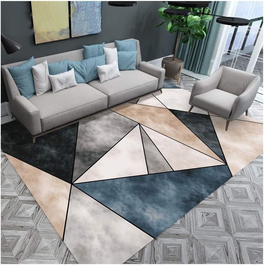 Multifunction Area Rugs Stripe Geometry Machine Washable Living Room Carpet Floor Mat Doorway Rug Non-slip Sports Blanket Silver Grey Brown 7mm (color : C, Size : 160x230cm)