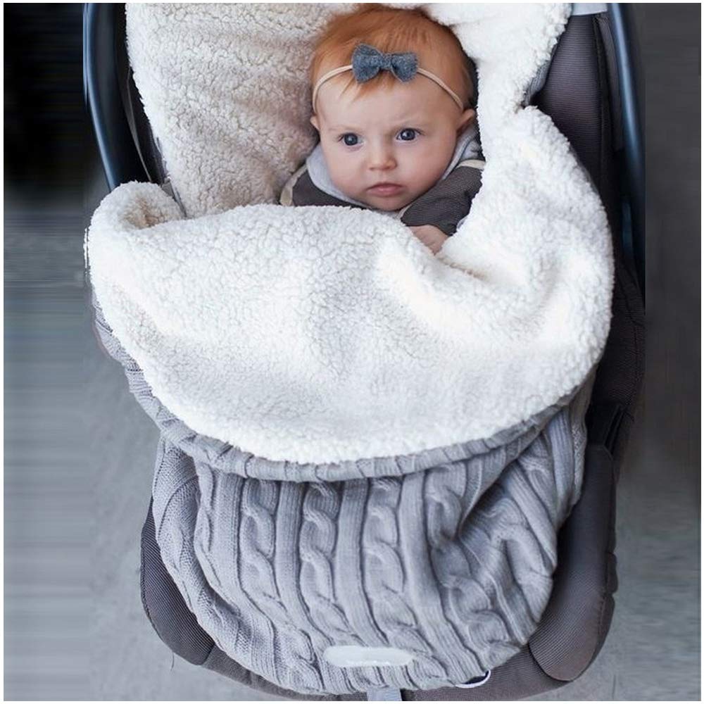 Sarababy Baby Girls Boys Wrap Swaddle Blankets Newborn Infant Knit Plush Receiving Blankets Sleeping Sack (Baby Grey)