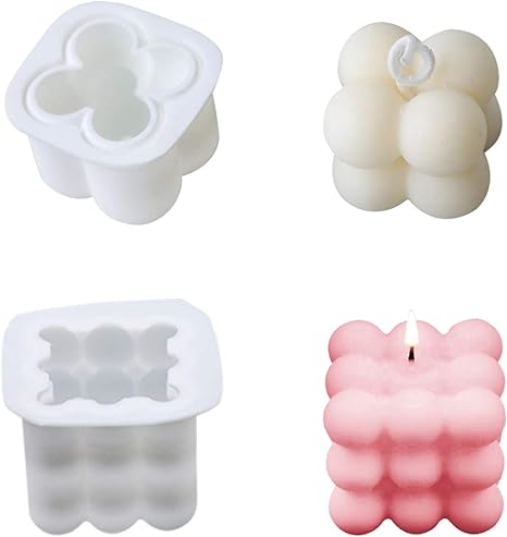 Amazon Co Jp Nuomi シリコンモールド Diy キャンドルモールド 2個 3d 大豆 ワックス キャンドル モールド 可愛い ラウンド マジックキューブ ソープ 手作り ソープ S L ホビー