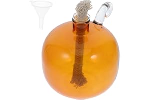 Ciieeo Reusable Borosilicate Glass Oil Lamp for Indoor Use, Round Liquid Paraffin Oil Candle with Colorful