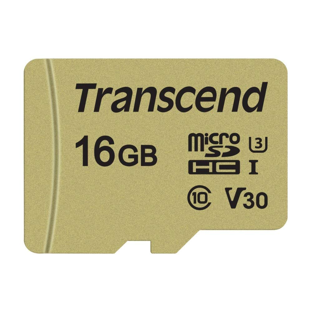 Transcend USD500S 16GB microSDHC Memory Card, MLC NAND Flash UHS-I U3 V30, Up to 95MB/s for Drones, 4K Ultra HD Video Action Cams TS16GUSD500S